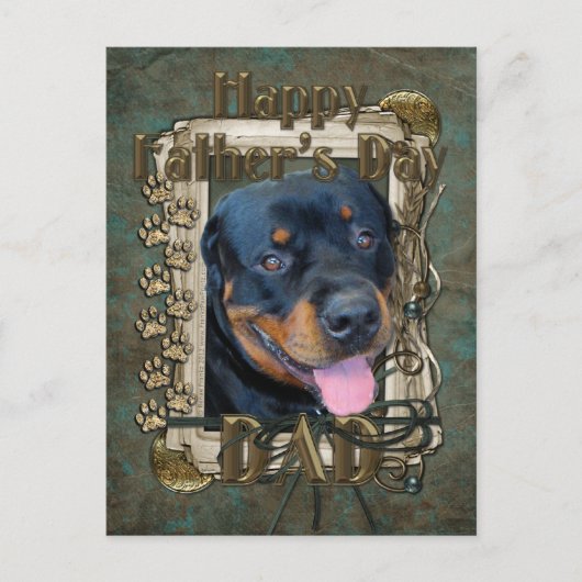 Vaderdag - Stone Paws - Rottweiler - Harley Briefkaart (Voorkant)