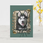 Vaderdag - Stone Paws - Siberische Husky Kaart (Gele Bloem)