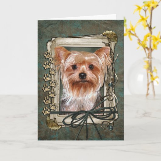 Vaderdag - Stone Paws - Yorkshire Terrier Kaart (Gele Bloem)