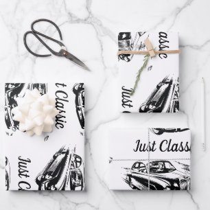 Vaderdag typografie ontwerp gewoon klassieke auto inpakpapier vel