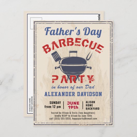 Vaderdag  uitnodiging BBQ (Voorkant / Achterkant)