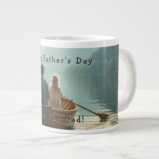 Vaderdag, Vader en dochter roeiboot meer Extra Grote Beker (Voorkant rechts)