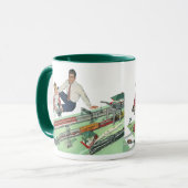  Vaderdag, vader en zoon met treinen Mok (Voorkant links)