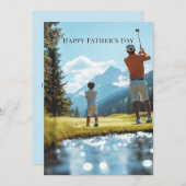 Vaderdag vader en zoon spelen golf (Voorkant / Achterkant)