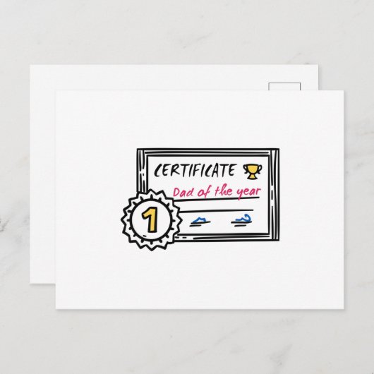 Vaderdag van het jaarcertificaat briefkaart (Voorkant / Achterkant)