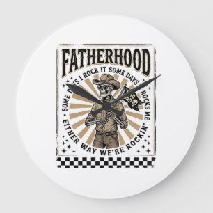 Vaderdag Vintage Skelet Cowboy Vader Shirt Ontwerp Grote Klok
