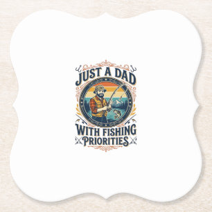 Vaderdag Vissen Papa T-shirt Gewoon Een Papa Met V Kartonnen Onderzetters
