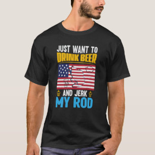 Vaderdag Vissen Visser USA Vlag Bier T-shirt
