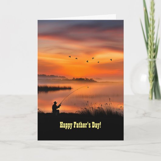 Vaderdag Viste Visser aan oever van meer Kaart (Voorkant)