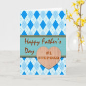Vaderdag voor #1 Stepdad, Argyle Design Kaart (Gele Bloem)