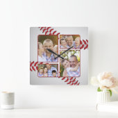 Vaderdag voor Baseball-fotocollage Vierkante Klok (Huis)