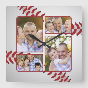 Vaderdag voor Baseball-fotocollage Vierkante Klok