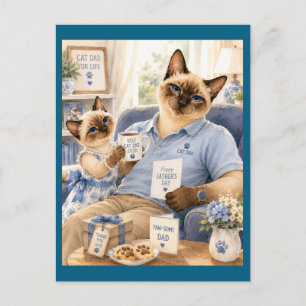 Vaderdag voor kattenvader kattenliefhebbers briefkaart