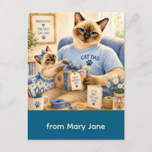 Vaderdag voor kattenvader kattenliefhebbers briefkaart