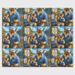 Vaderdag voor kattenvader visliefhebber cadeaupapier