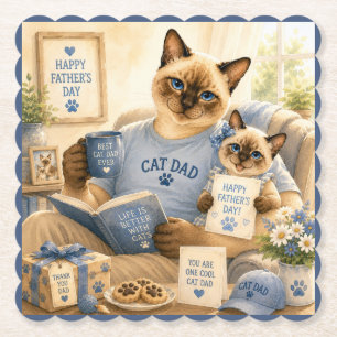Vaderdag voor kattenvaders en kattengeliefden kartonnen onderzetters