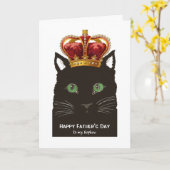 Vaderdag voor neef zwarte kat met kroon kaart (Gele Bloem)