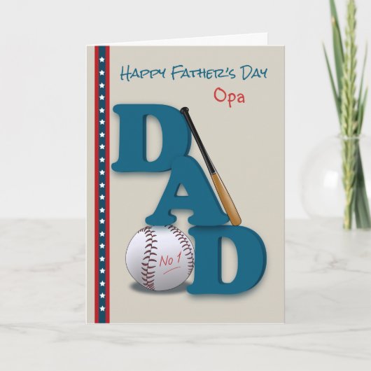 Vaderdag voor Opa Baseball No.1 Dad Kaart (Voorkant)