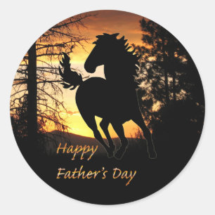 Vaderdag Wilde Paard Zonsondergang Stickers