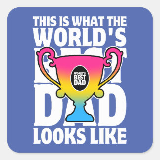 Vaderdag World's Beste Papa Pansexual Vlag Kleur Vierkante Sticker