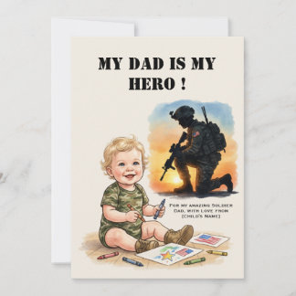 Vaderdagkaart voor militairen Mijn papa held Kaart