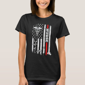 Vaderlandslievende Verpleegster VS Vlag Afstuderen T-shirt