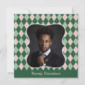 Vaders Dag Aangepast Foto Groene Argyle Dinner Par Kaart (Voorkant)