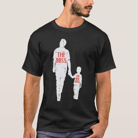 vaders dag de baas echte baas vader zoon grappige  t-shirt (Voorkant)
