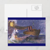 Vadertijd & stoomschip  Nieuwjaar Feestdagenkaart (Voorkant / Achterkant)