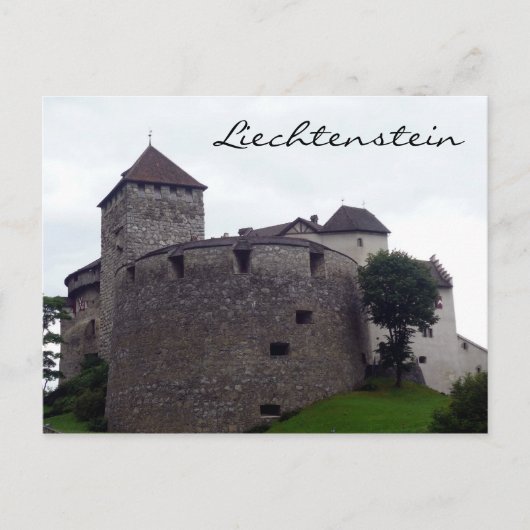 vaduz castle round briefkaart (Voorkant)
