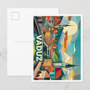 Vaduz Liechtenstein Reizen artistiek kleurrijk Briefkaart