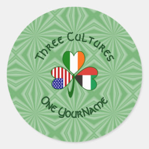 VAE Ierse Amerikaanse Klaver Vlag Persoonlijk Ronde Sticker