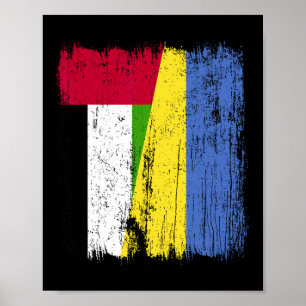 Vae Oekraine Half Vlag Emiratisch Oekraïense Erfen Poster