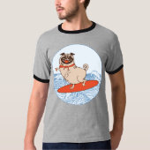 Vague à cheval heureux chien carlin sur le T-Shirt (Devant)