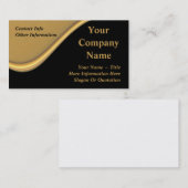 Vague chique d'or sur les cartes de visite noirs (Devant / Derrière)