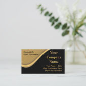 Vague chique d'or sur les cartes de visite noirs (Debout devant)