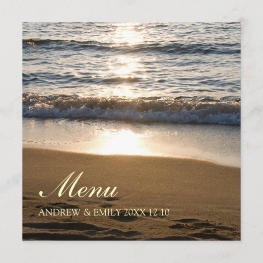 Vague de menu de mariage au coucher du soleil (Dos)