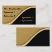 Vague d'or sur les cartes de visite noirs (Devant / Derrière)