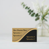 Vague d'or sur les cartes de visite noirs (Debout devant)