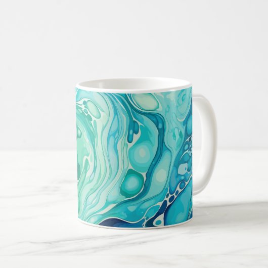 Vague encre 1 Mug classique bleu turquoise, 325 ml (Devant droit)