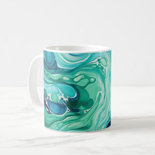 Vague encre 1 Mug classique bleu turquoise, 325 ml (Devant gauche)