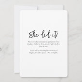 Vague frontière Bow noir photo Faire-part diplômé (Dos)