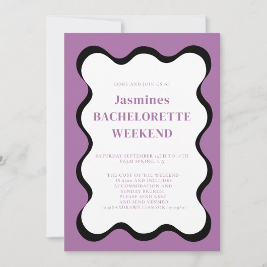 vague fun moderne bachelorette Invitation (Devant)