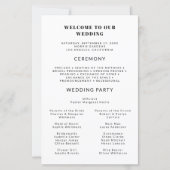 Vague latérale | Noir Blanc | Programme de mariage (Dos)