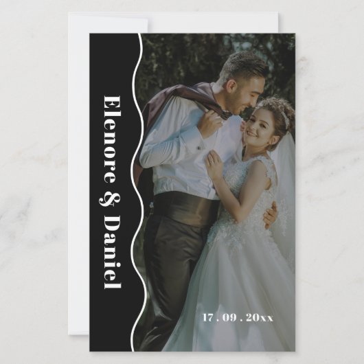 Vague latérale | Noir Blanc | Programme de mariage (Devant)