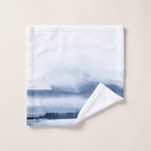 Vague océanique aquarelle bleue côtière (Gant de toilette)