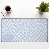 Vague Rétro : Damier Bleu Ondulé Moderne