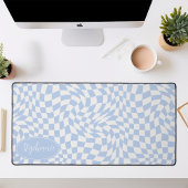 Vague Rétro : Damier Bleu Ondulé Moderne