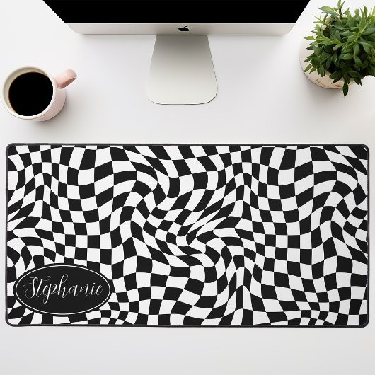 Vague Rétro : Damier Noir Ondulé Moderne