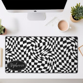 Vague Rétro : Damier Noir Ondulé Moderne
